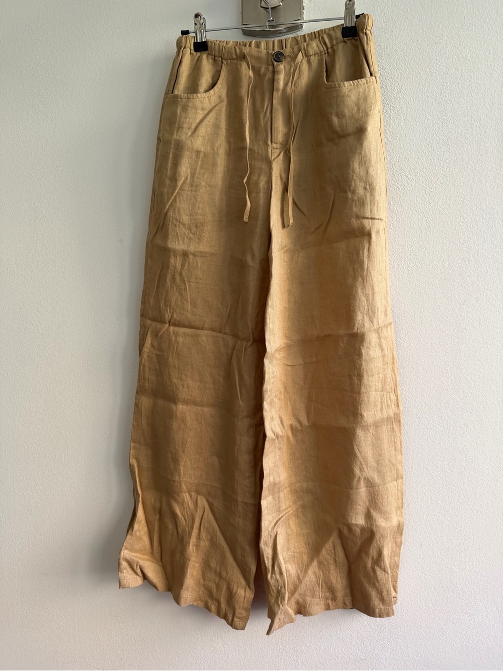 Banana Republic Tan Linen Wide-Leg Pants